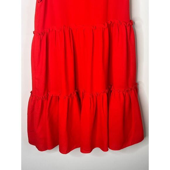 Elliatt Sonnet Ruffled Mock Neck Tiered A-Line Dress Poppy Red Womens Size Small - Picture 6 of 12